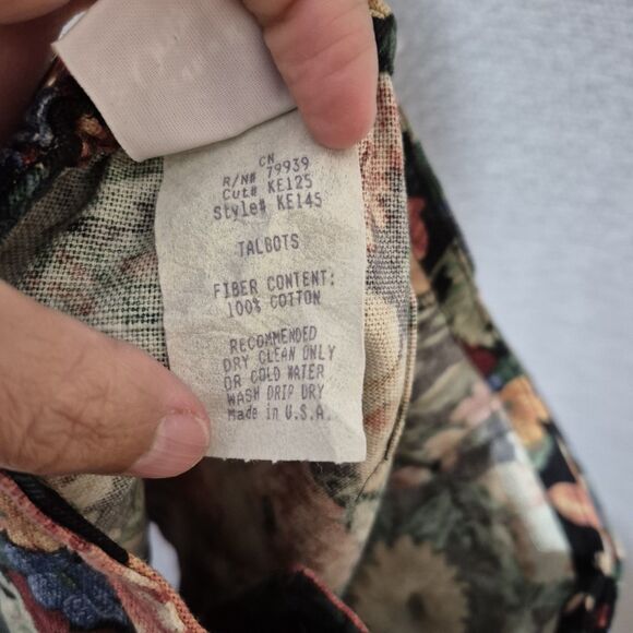 90s Cottontail Originals 2pc Black Velvet Collar Floral Print Jacket Skirt Set 7 - Picture 12 of 12